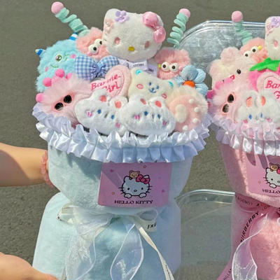 Un bon prix. Bouquet de poupée en peluche de chat Melody et Kiityt Cadeau d'anniversaire et de fête Qixi pour les filles, les meilleures amies et les amies créatives en ligne