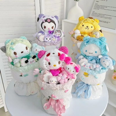 Un bon prix. Bouquet de fleurs portatif dessin animé poupée en peluche bouquet cadeau d'anniversaire pour la petite amie cadeau d'anniversaire de la Saint-Valentin chinois en ligne