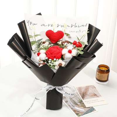 Un bon prix. Transfrontalier en laine artisanale tricotée tissée rose fleur immortelle bouquet de simulation produit fini 38 déesse Journée de la femme Journée de la mère en ligne