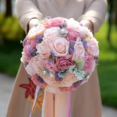 Un bon prix. Bouquet de fleurs de rose artificiel Décoratif de mariage pour la maison Fleurs pour la mariée Bouquets de fleurs de demoiselles d'honneur en ligne