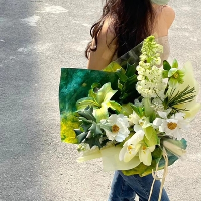 Un bon prix. Papier texturé en pierre à laver à l'encre, papier d'emballage pour bouquets de fleurs, emballage d'art floral teint flottant à dégradation, matériaux de papier d'emballage de fleurs en ligne