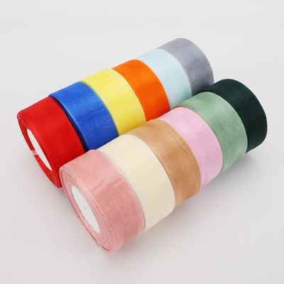 Un bon prix. Ruban de chiffon de style coréen, ruban de chiffon de couleur solide, boîte-cadeau pour gâteau, emballage de fleurs, ruban décoratif, nœud papillon, nœud papillon en ligne