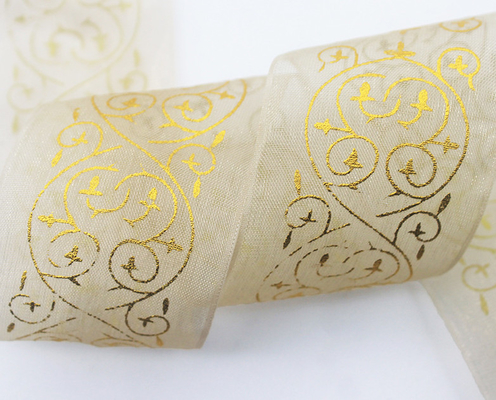 Un bon prix. Fabricant de vêtements de mariage personnalisés de 3,8 cm, emballage de fleurs, estampage à chaud, ceinture de gaze coréenne, emballage cadeau artisanal, ceinture de gaze en ligne