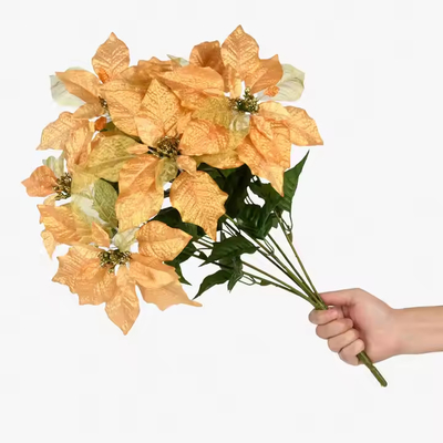 Un bon prix. Simulation réaliste Bouquet de fleurs de tissu en plastique en soie Table à la maison Scène de Noël Décoration de bureau Ornement pour table en ligne