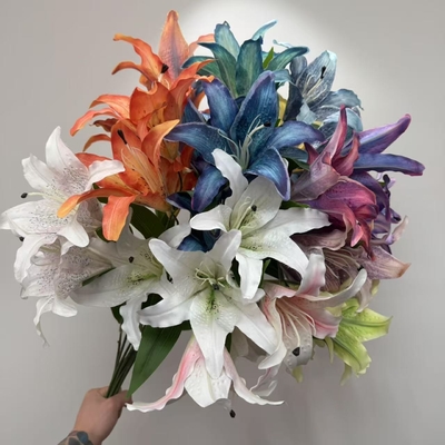 Un bon prix. fleur de lys maison mariage fleur artificielle décoration de salon maison photographie accessoire de fleur arrangement en ligne