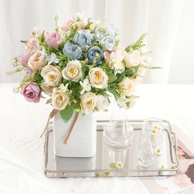 Un bon prix. Simulation de pomme de grenade Rose Finition Bouquet Ins Style Décoration de la maison Fleurs artificielles Décoration de la scène de mariage en ligne