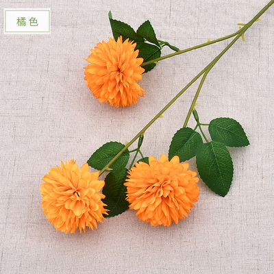 Un bon prix. Simulation d'une boule à trois têtes de chrysanthème Flore fausse d'hortensia Fleur artificielle de tennis de table de chrysanthème Mariage Décoration de la maison Simulation de bouquet d'hortensia en ligne