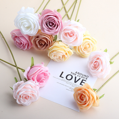 Un bon prix. Simulation transfrontalière simulation artificielle rose fleur de rose à branche unique fleur artificielle fleur de soie fleur de décoration de la maison fleur en ligne