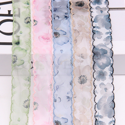 Un bon prix. Piste du fabricant 2,5-5 cm double dentelle d'oreille chiffon ruban imprimé style chinois accessoires de cheveux coiffure ruban en soie bricolage en ligne