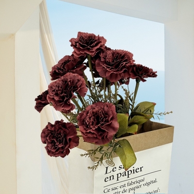 Un bon prix. Simulation de 13 œillets, Grand Bouquet, Aménagement de maison, Décoration de mariage d'hôtel, Simulation de fleurs, Fleurs de soie, Fleurs artificielles, en gros en ligne