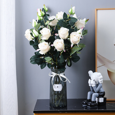 Un bon prix. Bouquet réel, salon, téléviseur, vase décoratif, ensemble de fleurs, fleurs simulées, rose bulgare hydratante en ligne