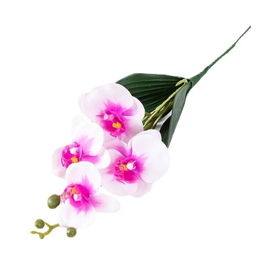 Un bon prix. La fleur de simulation à quatre têtes Phalaenopsis maison décoration douce petite branche Phalaenopsis décoration 3D colle toucher fleur artificielle se vend bien à travers les frontières en ligne