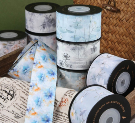Un bon prix. Série National Style Gentleman Chant d'oiseau Fleur de parfum de fleur Ruban d'impression de bricolage Arche Vêtements accessoires de cheveux Ruban d'emballage en ligne