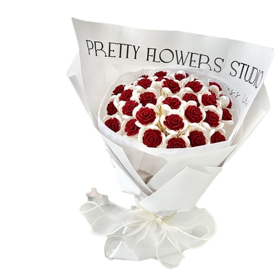 Un bon prix. Bouquet de fleurs artificielles, bouquet de roses, emballage de matériaux, fleurs conservées, pour votre fille à l'occasion de la fête de Qixi, la Saint-Valentin, cadeau d'ami en ligne