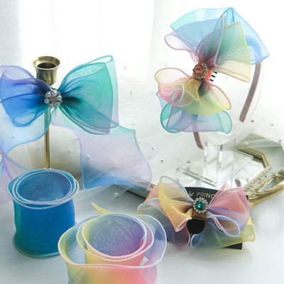 Un bon prix. Coréen importé arc-en-ciel bord grillé champignon enroulé bord fil artisanal bijoux bricolage pince à cheveux ruban arc-en-ciel vêtements pour enfants en ligne