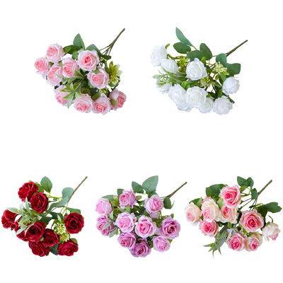 Un bon prix. 10 petites roses arrangées pour les mariages, petits bouquets de fleurs, décorations d'hôtel, fleurs de simulation de fleurs de soie, fleurs artificielles fausses en ligne