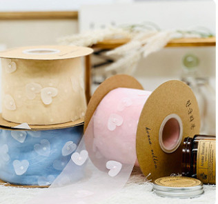 Un bon prix. Industrie lourde Broderie de cœur de pêche Bouquet de fil de neige Emballage Macaron ruban Boutique de fleurs Boutique de gâteaux Produits artisanaux en ligne