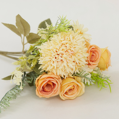 Un bon prix. Simulation de fleur rose à billes épineuses fleur de combinaison de décoration d'hôtel de fausse fleur de vêtements de bagages de décoration de soie de fleur de coiffure de fleur de fleur artificielle en ligne
