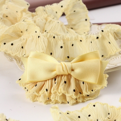 Accessoires pour cheveux en ruban tissé vert pour vêtements de bébé et jupes Lolita, ourlet de jupe à pois froissée, 100m