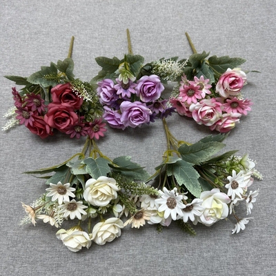 Un bon prix. Simulation d'angle rose chrysanthème combinaison de paquet fleur de soie maison salon hôtel photographie de mariage ornementation de prop en ligne
