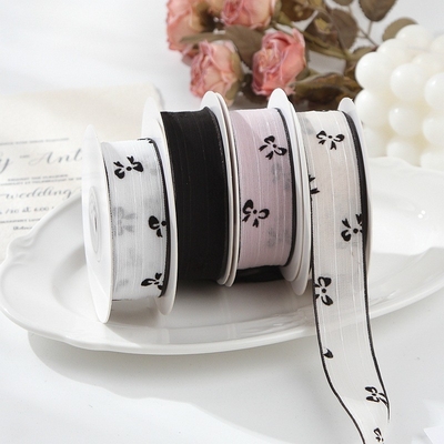 Un bon prix. Ruban de neige avec imprimé papillon en polyester pour accessoires de cheveux, respectueux de l'environnement, DIY, nœud, fleur, emballage cadeau en ligne
