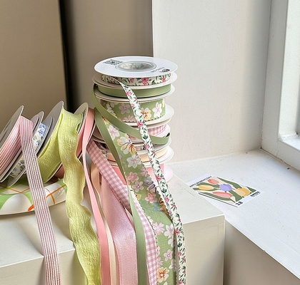 Un bon prix. Ruban floral série rose vert Fanhua haute ténacité, bouquet de fleurs, sangle, pâtisserie, bricolage, produits de festival, matériaux floraux, ruban en ligne