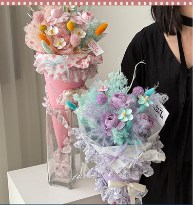 Un bon prix. Journée des mères&520 Bouquet de fleurs en dentelle pliée Décoration ruban accessoires bricolage matériaux d'emballage faits à la main en ligne
