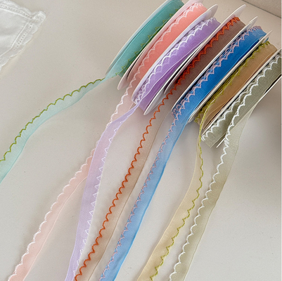 Matériaux d'emballage floral faits à la main DIY, ruban de fil à bord ondulé de 1 cm, attache florale pour bouquet de fleurs avec solidité des couleurs jaune