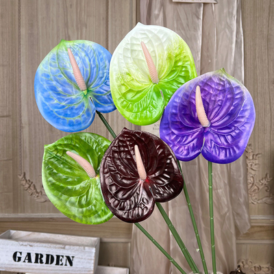 Un bon prix. Bouquet en soie artificielle simulée de palme rouge, produits floristiques de mariage haut de gamme, ornements de décoration de salon, arrangements floraux, fleurs en plastique en ligne