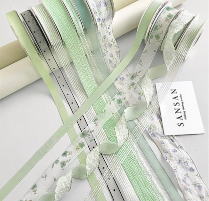 1cm Lavé menthe Manbo ruban fleur Bouquet flottant artisanal design floral bricolage gâteau cadeau Pack Décoratif Bracelet