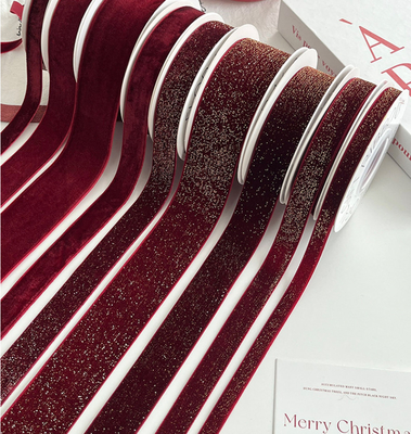 Ruban de velours rouge artificiel pour emballage de cadeaux et projets de bricolage d'art floral faits à la main, matériau de ruban en tissu