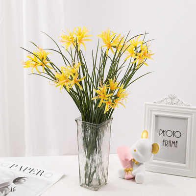 Un bon prix. Simulation de fleur, fabricant transfrontalier en gros, fleur fausse Manzhu Shahua, projet d'aménagement paysager de plantes vertes, bouquet de soie, orchidée de vent et de pluie en ligne