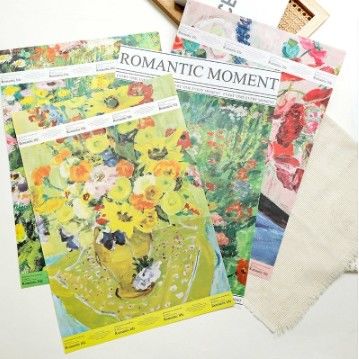 Un bon prix. Papier d'emballage floral Moment romantique 57*57cm Ambiance peinture à l'huile Art aux multiples couleurs en ligne