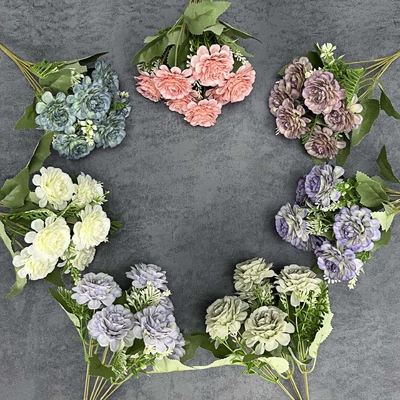 Un bon prix. Simulation de bouquet de roses d'hibiscus à 7 têtes, décoration de la maison, décoration de scène de mariage, décoration de fleurs artificielles faites à la main transfrontalières en ligne