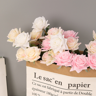 Un bon prix. Simulation de la texture des fleurs hydratant rose décoration de mariage maison décoration de salon fleur de soie fausse fleur de rose en ligne