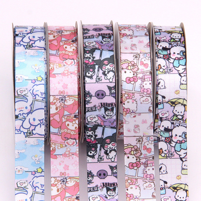 Polyester Sanrio dessin animé Cute Pattern Ruban pour bricolage artisanat parfait boîte cadeau étudiant Emballage ruban