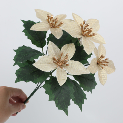 Un bon prix. Simulation transfrontalière de poinsettia Décoration de Noël, cadeaux de mariage, faux bouquets de fleurs, ornements de bricolage, fleurs simulées en ligne