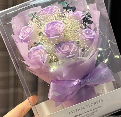 Un bon prix. Bouquet de fleurs mini Le jour de la Saint-Valentin Bouquet de fleurs de savon rose bleu glacé Plein de fleurs séchées d'étoiles Pour cadeau de femme de petite amie en ligne
