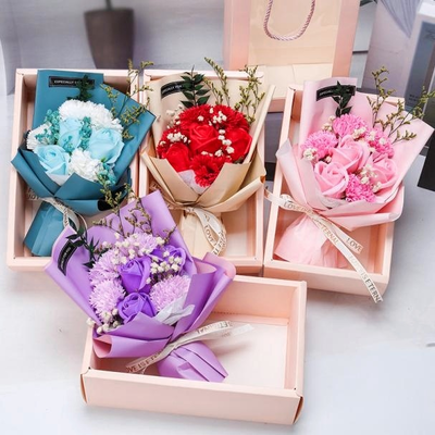 Un bon prix. Bouquet de fleurs de savon en boîte cadeau, Bouquet de rose artificielle romantique pour mariage, anniversaire et décoration intérieure en ligne