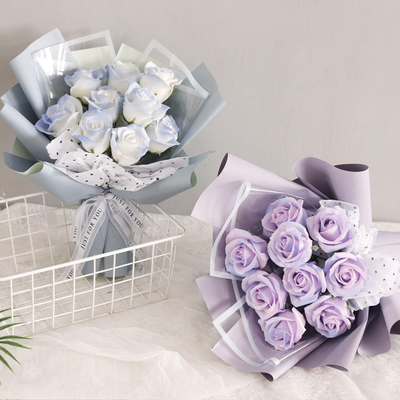 Un bon prix. Bouquet de fleurs de rose de savon fait à la main Boîte cadeau, bouquet de fleurs de savon de parfum durable pour la Saint-Valentin Noël anniversaire de mariage Logo cadeau personnalisé en ligne
