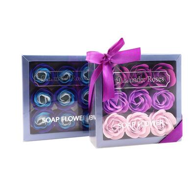 Un bon prix. Boîte-cadeau de rose de savon de bain parfumé floral, savon de pétale de rose de bain de 5 cm de diamètre pour la Saint-Valentin Mère Noël Faveur de mariage OEM ODM en ligne