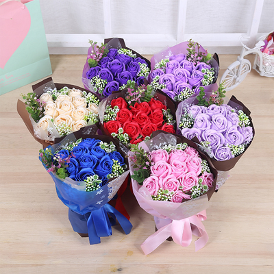 Un bon prix. Gros cadeau de la Saint-Valentin Sabon artificiel Bouquet de fleurs de rose pour le cadeau de mariage en ligne