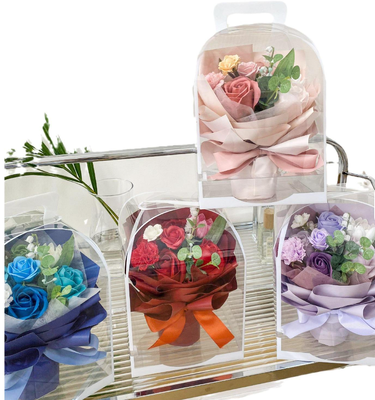 Un bon prix. Bouquet de roses à savon, cadeau de fête des mères, avec sac à main, boîte-cadeau, fleur artificielle claire, nœud papillon, Rose parfumée florale en ligne