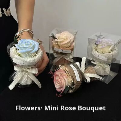 Un bon prix. Bouquet de fleurs de savon mini Rose fleur éternelle cadeau fleurs séchées Souvenir meilleur ami Ornement d'anniversaire Chine boîte en plastique transparente en ligne