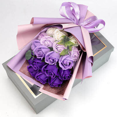 Un bon prix. 18 Bouquet de fleurs de rose et de savon Boîte cadeau fleurs Qixi Cadeaux de la Saint-Valentin Commerce extérieur en ligne
