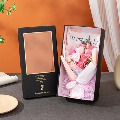 Un bon prix. Bouquet de fleurs de savon de roses avec fenêtre, boîte-cadeau, savon nettoyant, petit cadeau créatif pour anniversaire, mariage, saint-valentin, vacances de noël, vente en gros en ligne