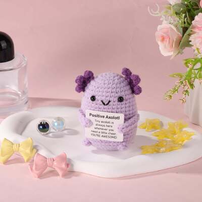 Un bon prix. Soutien émotionnel Pourpre Positif Axolotl Crochet Mini Jouet Animal Farci mignon Inspirant Pour Élever Cadeau Poupée Tricotée en ligne