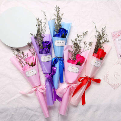 Un bon prix. Gros cadeau de fleurs de la fête des mères anniversaires de la Saint-Valentin Sabon artificiel parfumé Bouquets de fleurs de rose en ligne