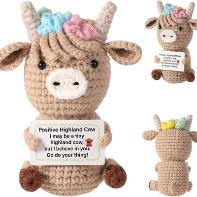 Un bon prix. 100 styles Mini Potato Positive artisanale inspirante Crochet Tricotée poupée soutien émotionnel cadeau tricotée Positive Highland Cow en ligne