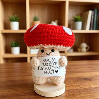 Un bon prix. Artisanat contemporain fait à la main au Crochet cornichons tricoté champignon poupée soutien émotionnel cadeau article cool autres métiers en ligne